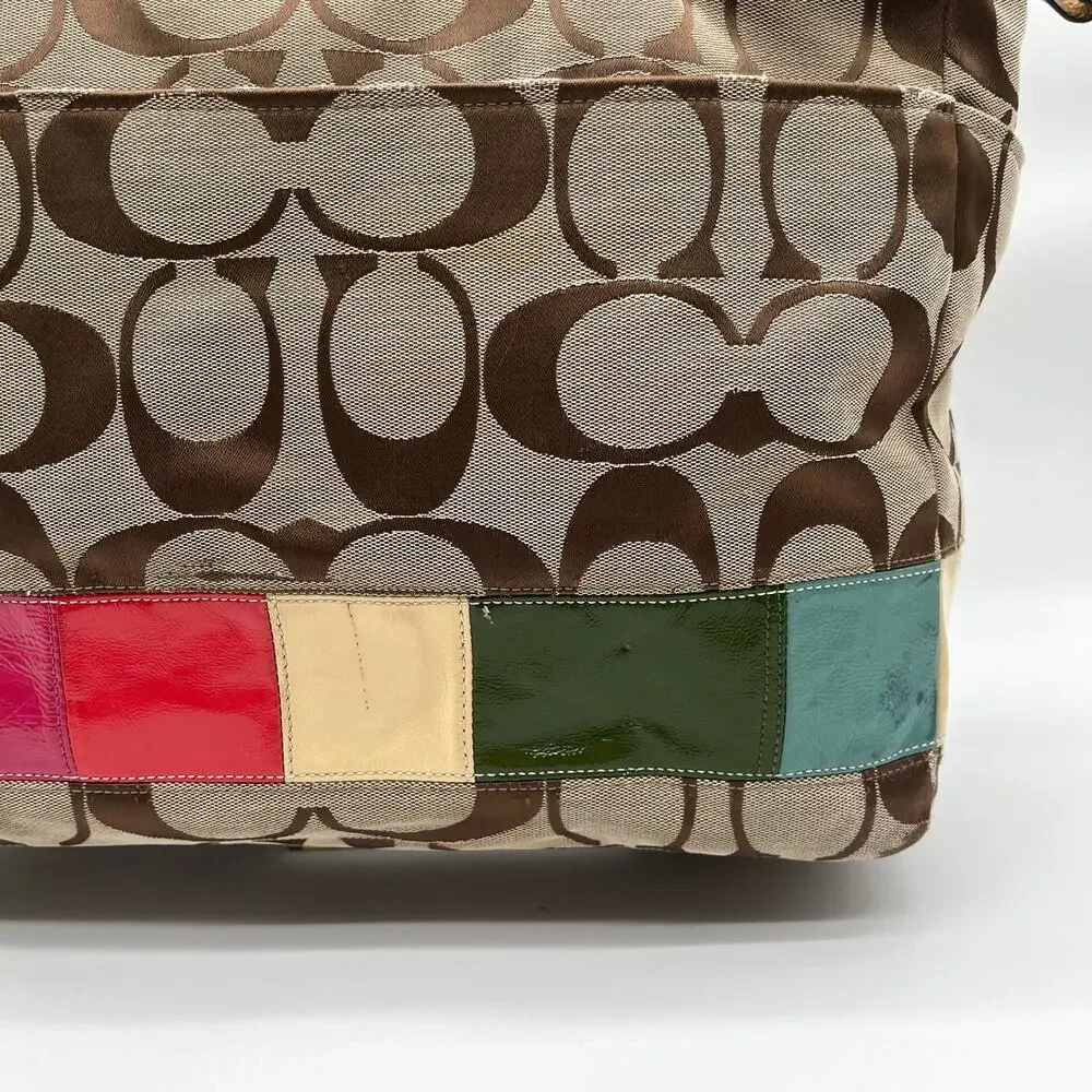 Coach Signature Brown and Tan Travel/Diaper Bag with Navy changing pad